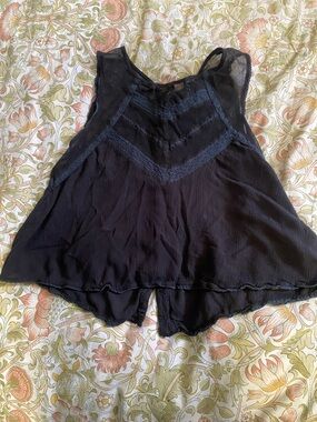 Free People faded black Lace-Trim Layered Tank